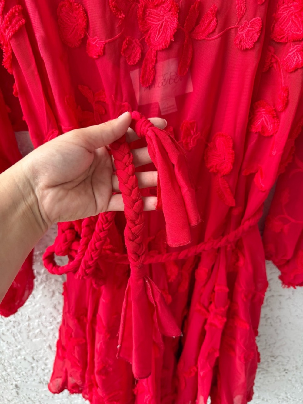 Anthropologie Mare Mare Red Amal Textured Mini Dress Size Large - Picture 9 of 15